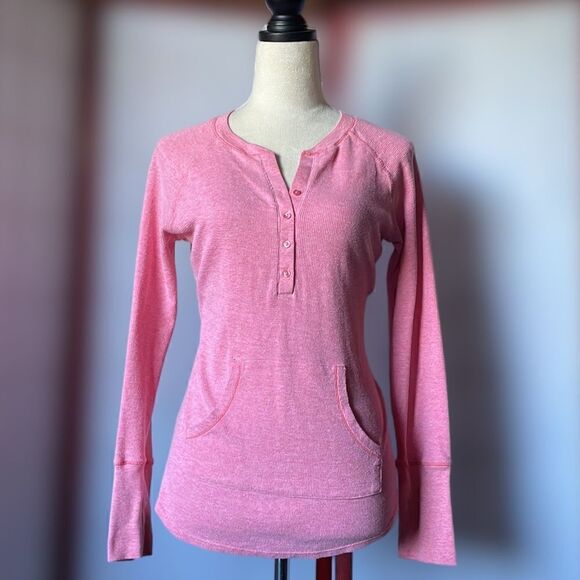 Jockey Pink Long Sleeve Thermal Top w/ Center Buttons (Size: Small) - Picture 3 of 8